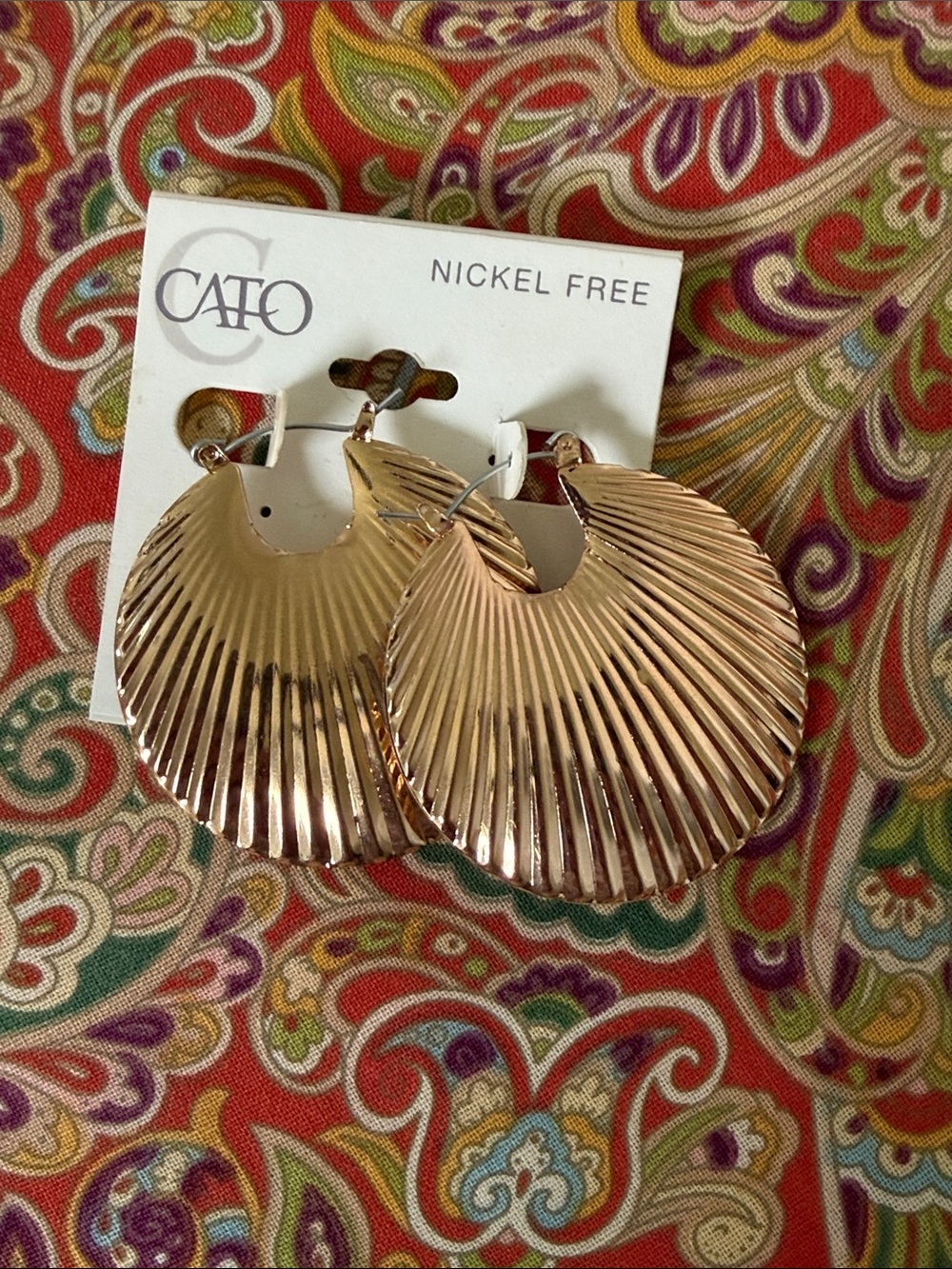 Cato Rose Gold Ridged Hoop Earrings